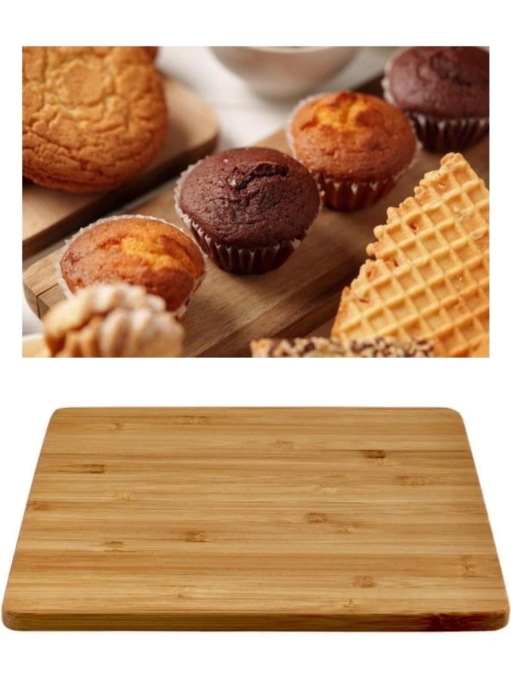 Muffins Cookies Cupcake Pastry Bamboo Platter Mini Dessert Serving Board 8.75x6